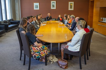 The interns sit down to discuss health and safety in New Zealand with Minister Ian Lees-Galloway.